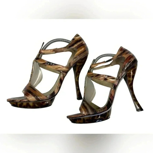 Christian Siriano Gold Collection Open  Toe Stilleto Earth Tones Size 9.5 - Picture 3 of 14